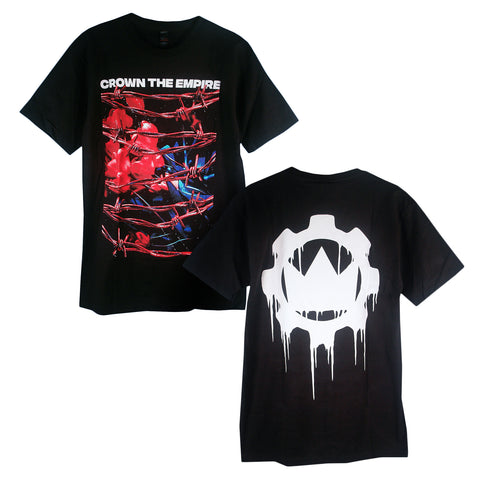 Barbed Wire Color COG Tee - Black front and back