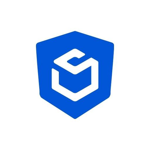 A blue hexagonal shield with a white stylized S in the center on a white background, representing ShipAid shipping protection.