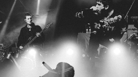 Crown The Empire black and white tour live performance photo collage